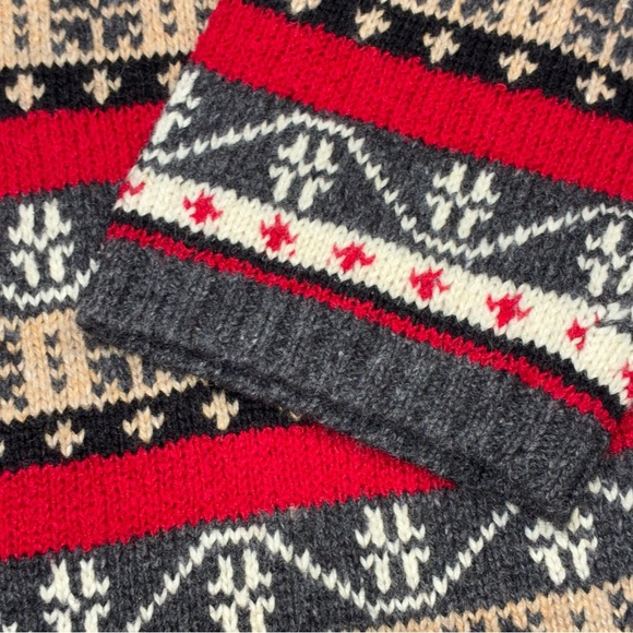 Vintage Meg Allen Sweater Women 1X Red Cardigan Nordic Fair Isle Y2K Holiday - Picture 4 of 7